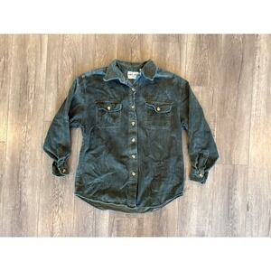 HWY. 290 Corduroy Shirt Jacket Mens M Button‎ Front Long Sleeve Olive Green